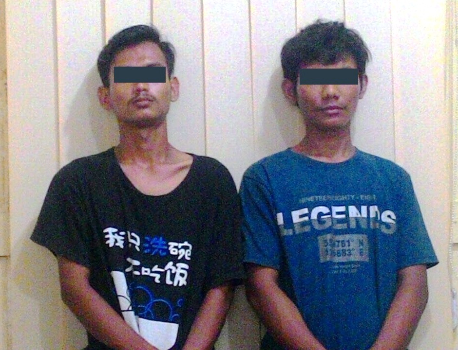 Polsek Bukit Raya amankan dua orang lelaki pelaku pencurian seng reklame