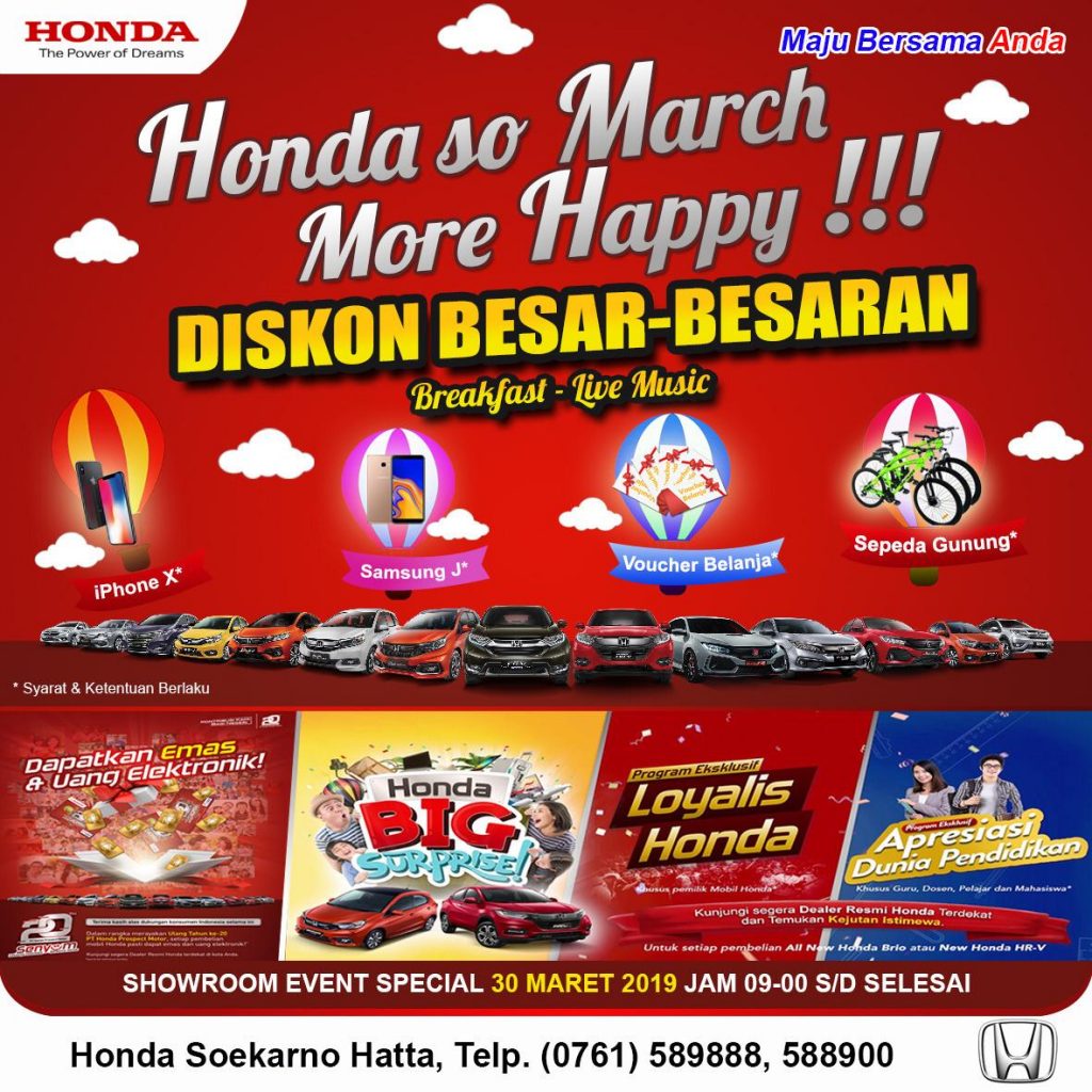 Diskon Besar Besaran, Honda Soekarno Hatta Gelar Showroom Event Spesial