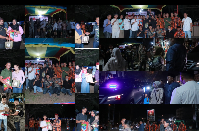 Bupati Kasmarni di Dampingi 8 organisasi Panitia Bazar Ramadhan Bagikan Puluhan Paket Sembako “Bersama Bermasa